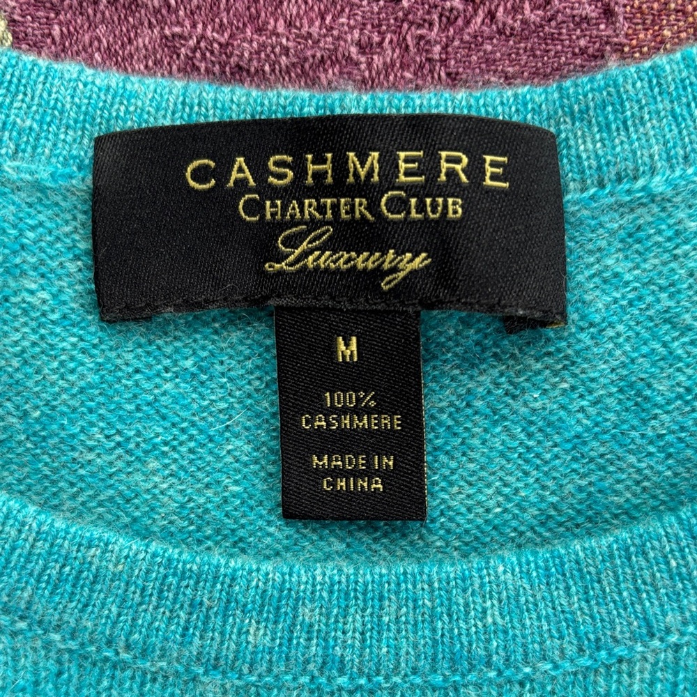 Charter Club Turquoise Cashmere Sweater - Picture 2 of 9